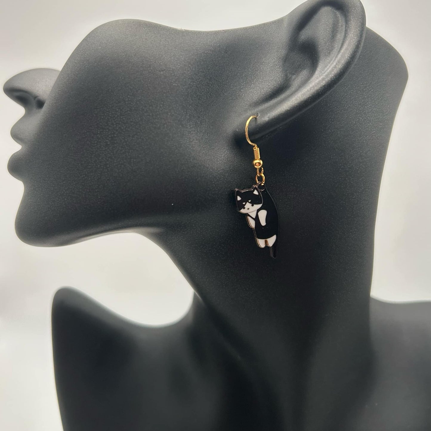 Cat Earrings Black Tuxedo