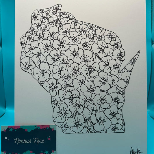 Line Art Wisconsin State Flower