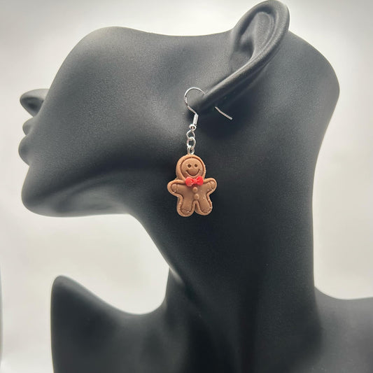 Gingerbread Earrings with Brown Buttons