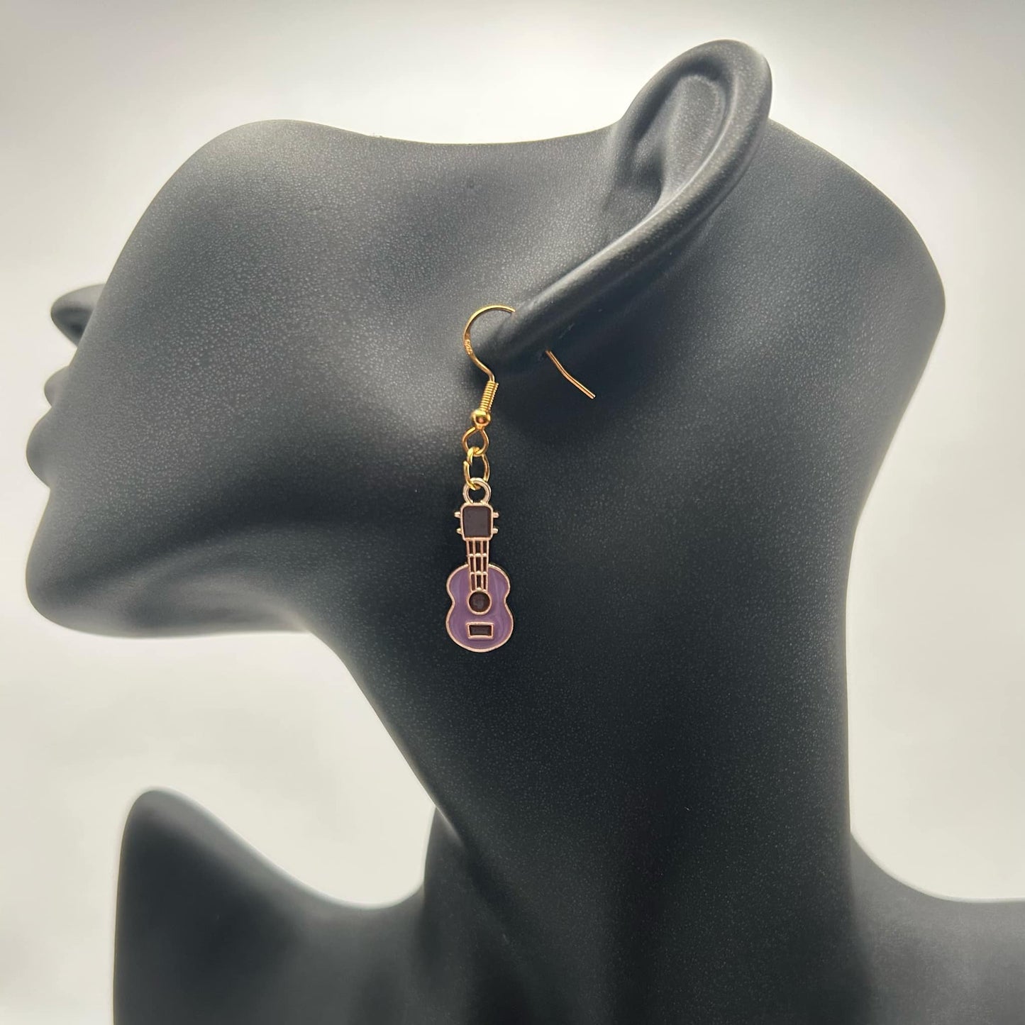 Guitar Earrings Purple